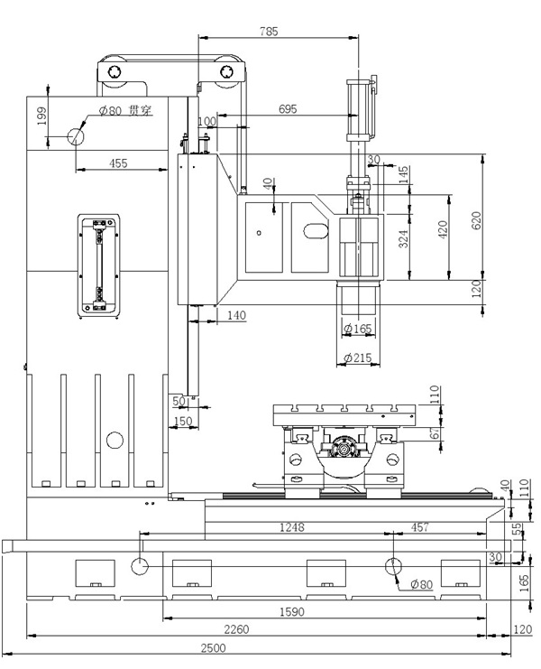 1270線軌加工中心床身尺寸 1270線軌加工中心床身尺寸